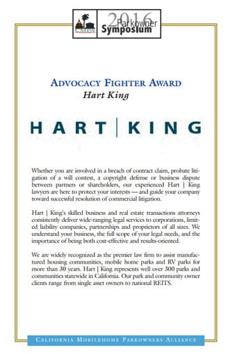 Hart King Advocacy Fighter Award